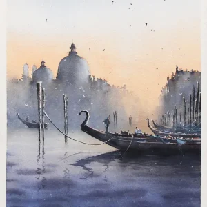 Aquarellmalerei: "Weiches Venedig", Original/Unikat, F. Bär Gratis Versand