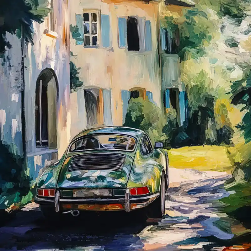 Echt Moderne Kunst: "Porsche 911 im Sommerlicht", H. Mühlbauer-Gardemin, Original/Unikat