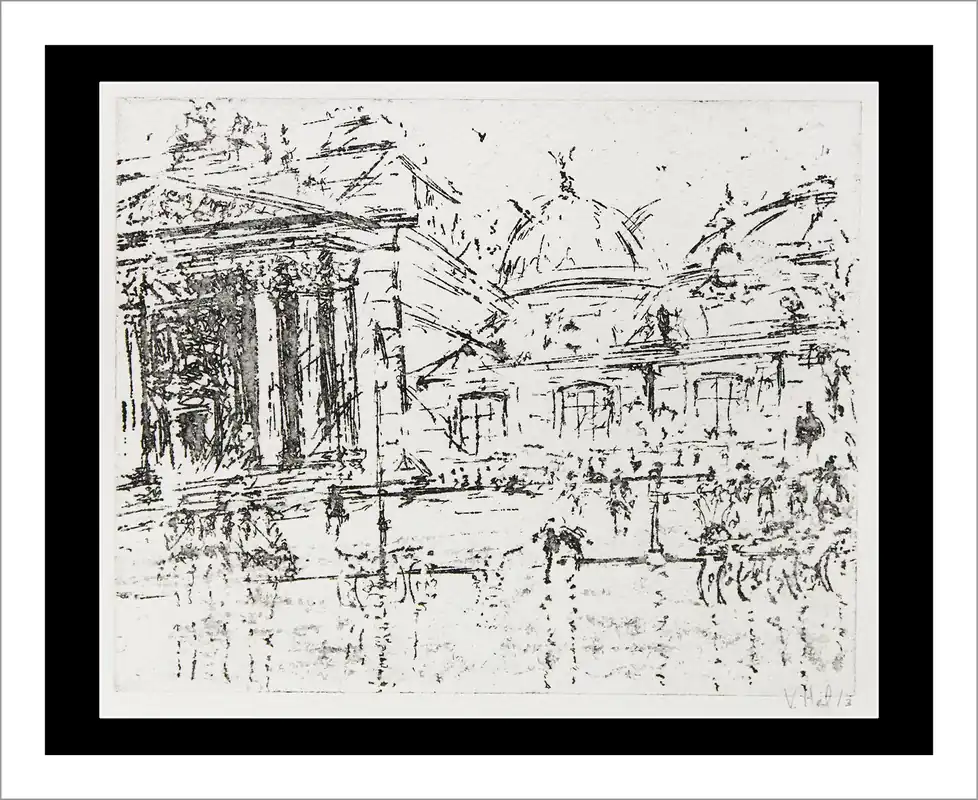 Grafik/Radierung: "Lipsiusbau Dresden Radierung / 3", Original/Unikat (ohne Rahmen), V. Heil Abverkauf