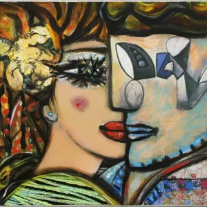 Moderne Kunst: "Der Kuss des Künstlers I", K. Namazi, Original/Unikat Direktkauf