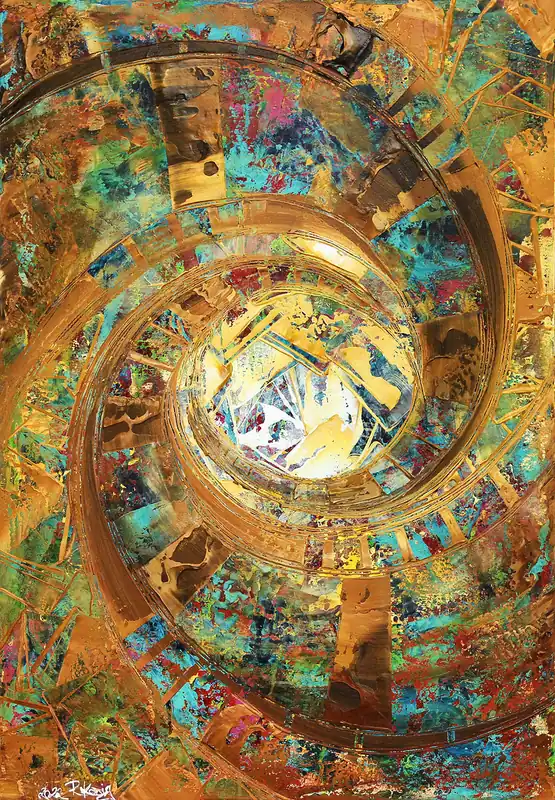 Neuheit R. König: "Lichtverwirbelung II", abstraktes Originalgemälde (Unikat)