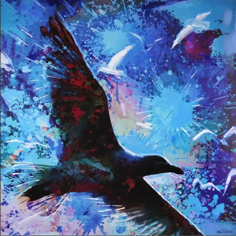 Saisonangebot Moderne Kunst von Holger Mühlbauer-Gardemin: "Möwe", Originalgemälde (serielles Unikat)