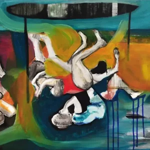 Versand Am Gleichen Tag Moderne Malerei, E.v.d.Meer: "BEHIND THE CURTAIN"