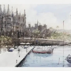 Neue Ware Aquarellmalerei: "Palma de Mallorca", Original/Unikat (ohne Rahmen), V. Heil