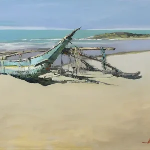 Ölgemälde: "Sri Lankan boat", Original/Unikat, H. Havartsou Sichere Zahlung