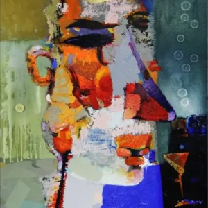 Acrylmalerei Bilder von Andy Larrett: "Ein Glas Champagner", Originalgemälde (Unikat) (A) Jetzt Bestellen