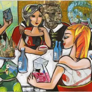 Moderne Kunst: "Drinking with Friends VI", K. Namazi, Original/Unikat Knallerangebot