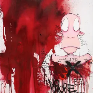 Preisreduziert Acrylbild von Dana Kathy: "Charlie Red", Original/Unikat, Streetart