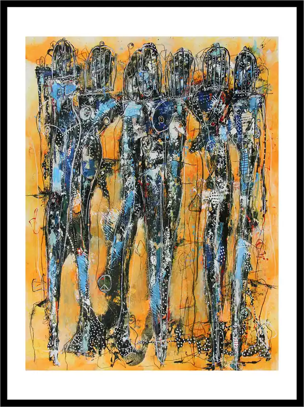 Finale Aktion I. Schmidt: "Gefangene der Systeme", zeitgenössische Grafik/Malerei (ohne Rahmen), Original/Unikat