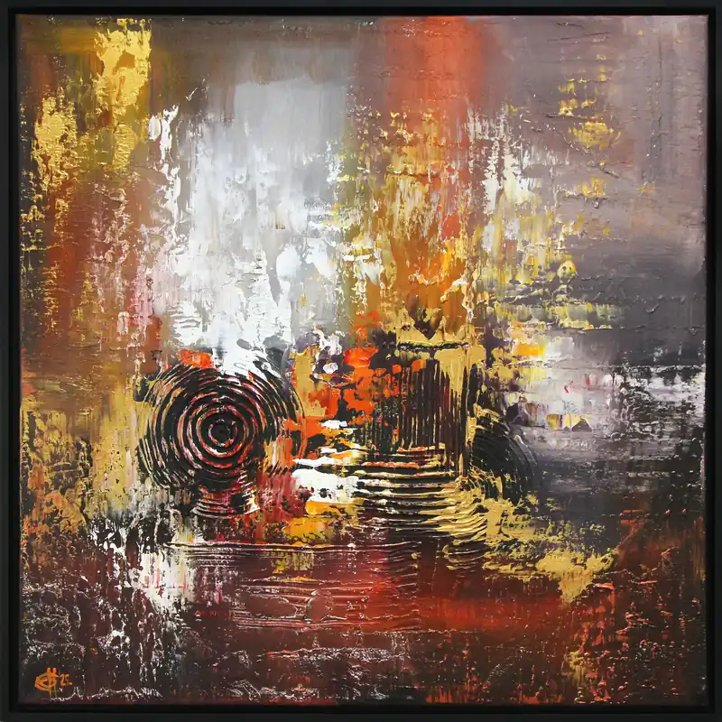 Sichere Zahlung Originalgemälde: "Urfeuer I", G. Hung, gerahmtes Unikat