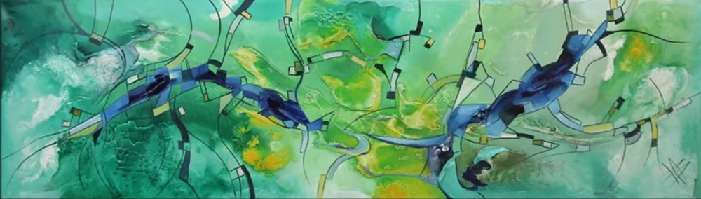Sichere Zahlung Ölbilder kaufen von B. Ossowski: "JAZZ IN THE GREEN" (E)
