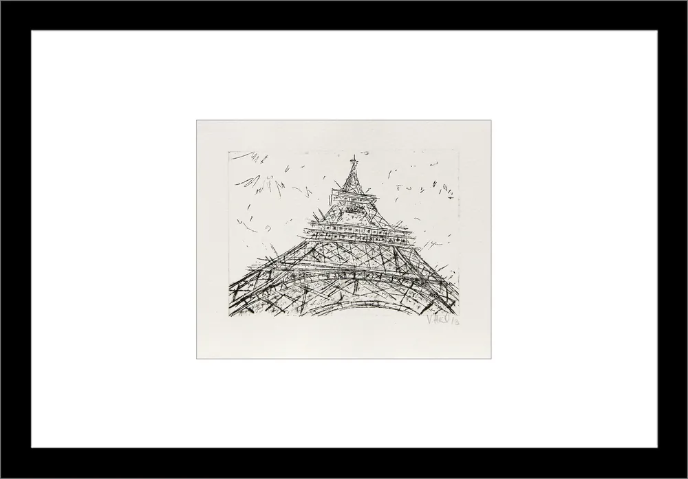 Grafik/Radierung: "Eiffelturm Radierung/3", Original/Unikat (ohne Rahmen), V. Heil Schneller Versand