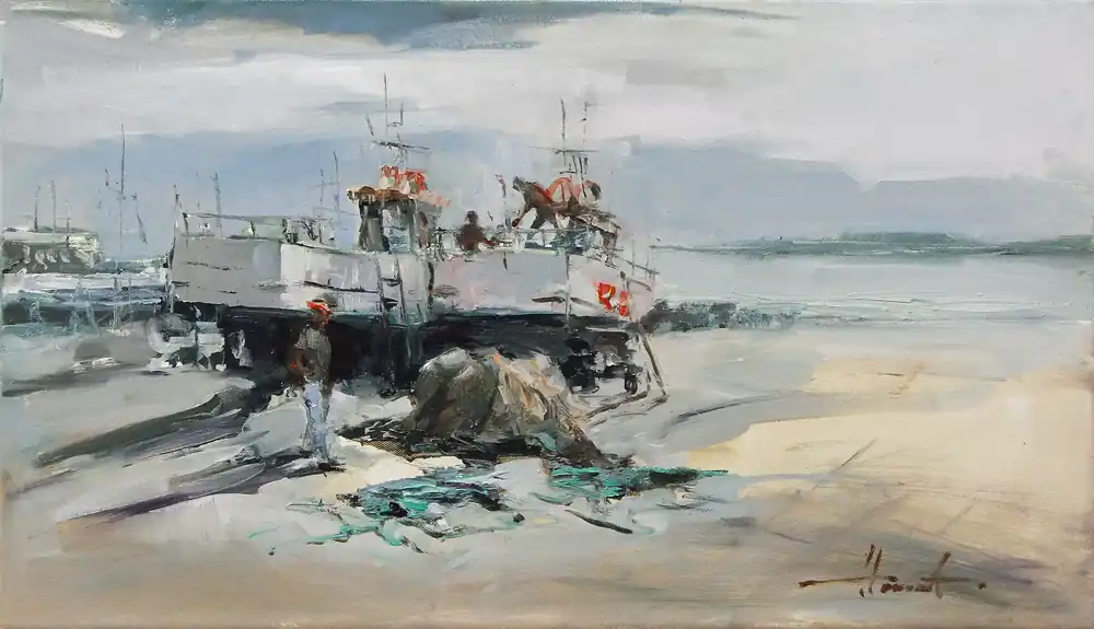 Ölgemälde: "Echoes of the Sea", Original/Unikat, H. Havartsou Direkt Vom Hersteller