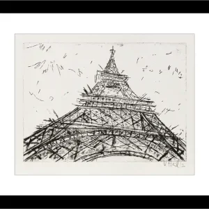 Grafik/Radierung: "Eiffelturm Radierung/2", Original/Unikat (ohne Rahmen), V. Heil Bestseller