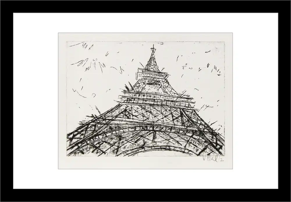 Grafik/Radierung: "Eiffelturm Radierung/2", Original/Unikat (ohne Rahmen), V. Heil Bestseller