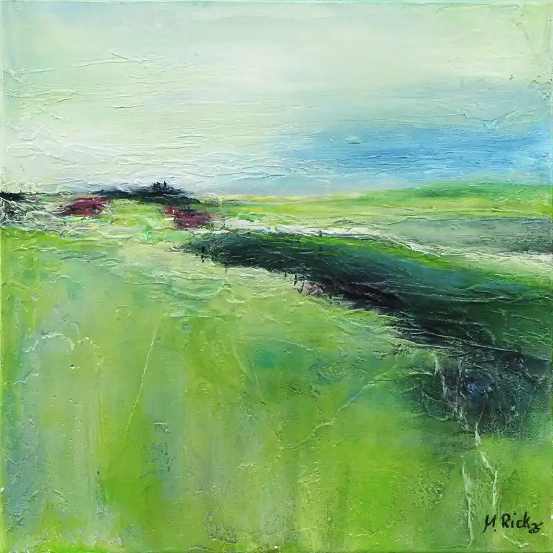 M.Rick: "Weite Landschaft (grün)", Originalgemälde (Unikat) Nur Für Kurze Zeit