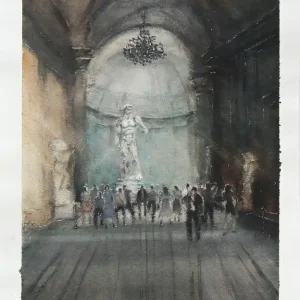 Aquarellmalerei: "David Galleria dell´Accademia Florenz", Original/Unikat (ohne Rahmen), V. Heil Garantierte Lieferung