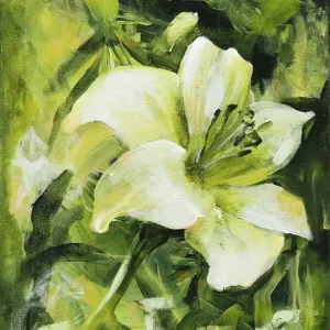 Neue Ware Acrylgemälde: "Lily´s Soft Glow", Original/Unikat, J. Riemer