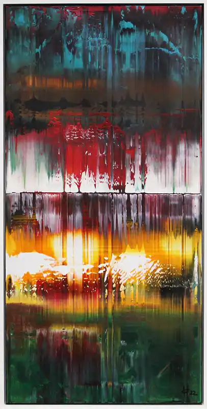 Preiswert G. Hung: "Tropical City IV", gerahmtes Originalgemälde (Unikat)