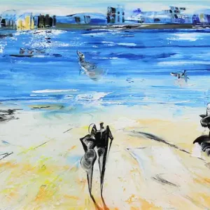 K. Namazi: "Abstrakte Figuren am Strand III", originales Acrylgemälde (Unikat) (A) Neue Ware
