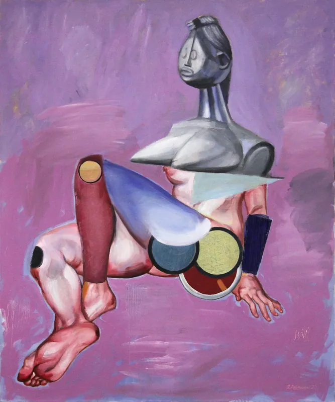 S. Petrunov: "Figure with African bust", zeitgenössisches Originalgemälde Neu