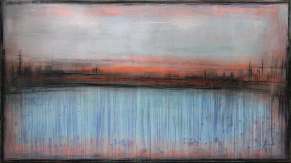 Bestpreis A. Freymuth: "Glowing Horizon", Acrylmalerei abstrakt, Originalgemälde (Unikat) (A)