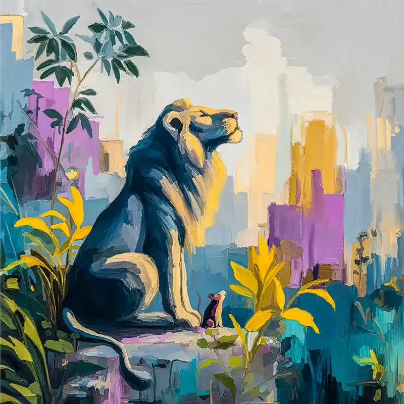 Saisonangebot Moderne Kunst: "The Lion and the Rat", H. Mühlbauer-Gardemin, Original/Unikat
