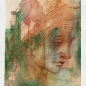 Aquarellmalerei: "Skizze von Vittoria Colonna (Michelangelo)", Original/Unikat (ohne Rahmen), V. Heil Garantierte Lieferung