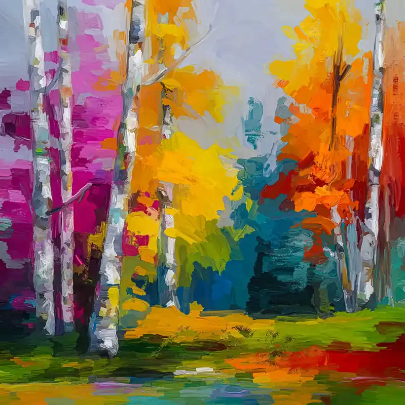 Sonderaktion Moderne Kunst: "Birkenwald im Herbst", H. Mühlbauer-Gardemin, Original/Unikat