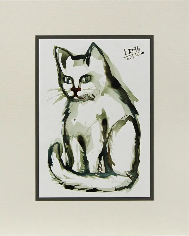 L. Roth: "Kitti", originale Grafik/Zeichnung (ohne Rahmen), Unikat Geprüft