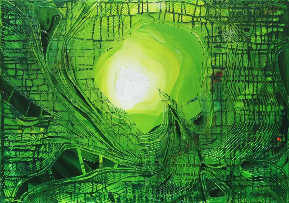 Online Kaufen Unikat: "Organisches Netz II", Originalgemälde, J. Fernandez, Acrylbilder