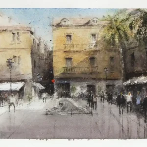 Saisonangebot Aquarellmalerei: "Moneglia Ligurien Italien", Original/Unikat (ohne Rahmen), V. Heil