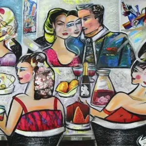 Moderne Kunst: "Dinner with Friends XI", K. Namazi, Original/Unikat Online Kaufen