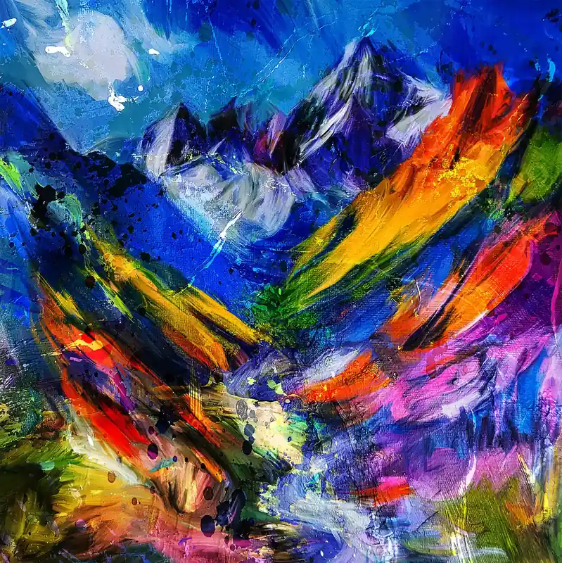 Moderne Kunst: "Popart Mountain 3", H. Mühlbauer-Gardemin, Original/Unikat Schnäppchen