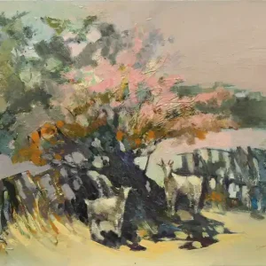 Ölgemälde: "Spring in the village", Original/Unikat, H. Havartsou Neue Kollektion