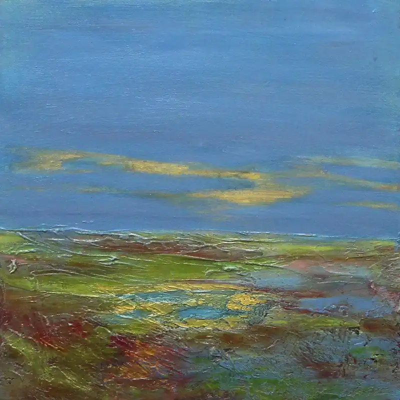 Zertifiziert M.Rick: "Golden sunset", abstraktes Originalgemälde (Unikat)