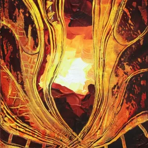 Unikat: "Feuerherz V", Originalgemälde, J. Fernandez, Acrylbilder Kostenfreie Lieferung