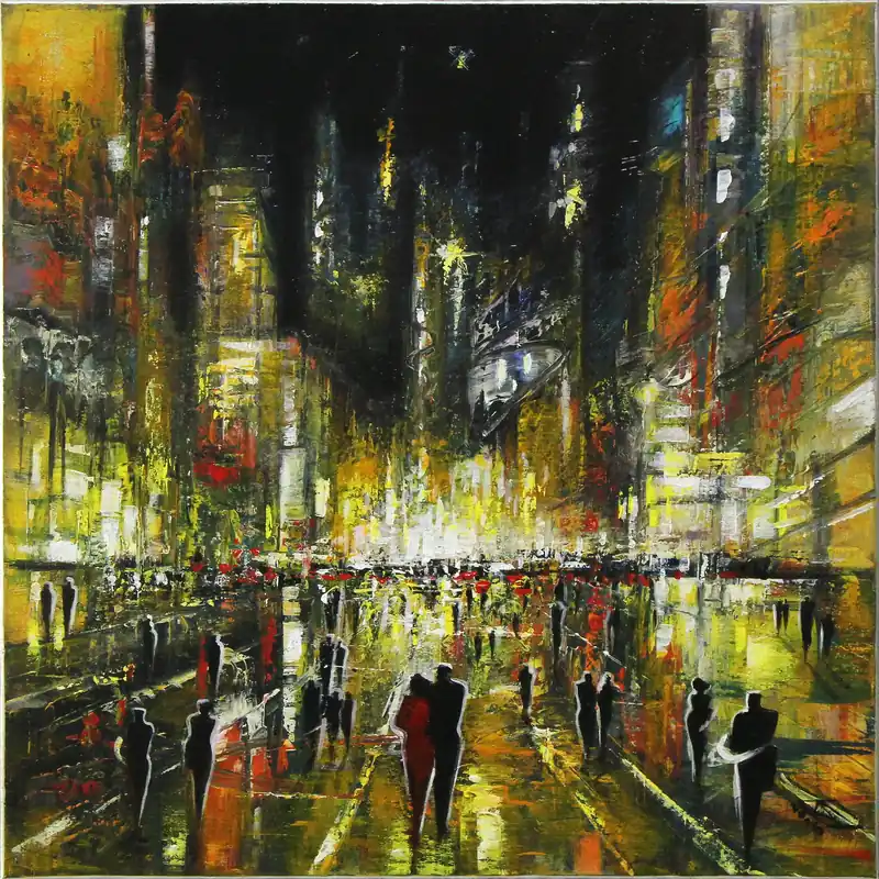Acrylgemälde: "Nights in Hongkong IV", K. Namazi, Original/Unikat Preis Gesenkt