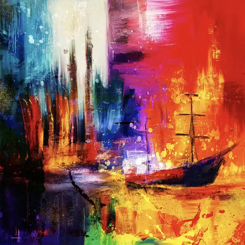 Moderne Kunst: "Das Feuerschiff II", H. Mühlbauer-Gardemin, Original/Unikat Markenware