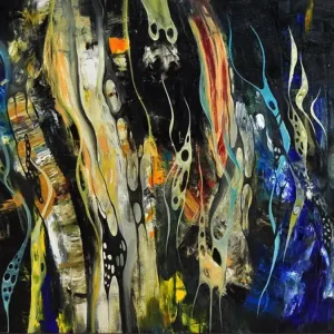 Günstig Moderne Malerei, B. Ossowski: "WALKING IN THE NIGHT", Originalgemälde (Unikat)  (ri)