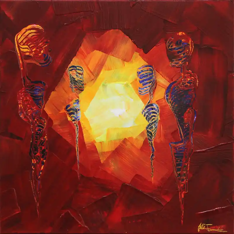 Sale Unikat: "Familientreff II", Originalgemälde, J. Fernandez, Acrylbilder
