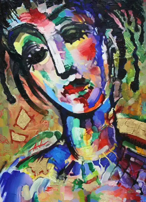 Meistverkauft A. Larrett: "Ägypterin II", Moderne Ölbilder Original/Unikat