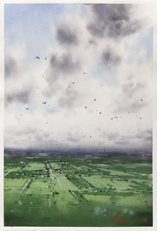 Aquarellmalerei: "Sommer", Original/Unikat, F. Bär Highlight