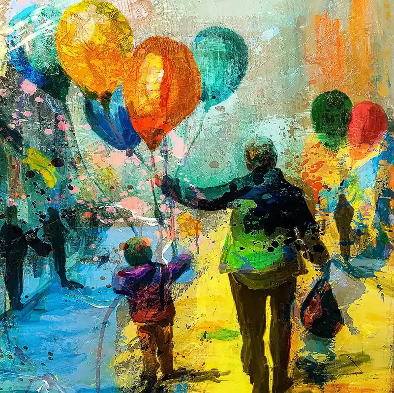 Markenware Moderne Kunst: "Ballons", H. Mühlbauer-Gardemin, Original/Unikat