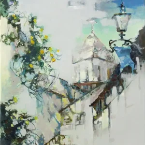 Ölgemälde: "Old town street", Original/Unikat, H. Havartsou Billig
