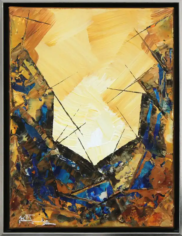 Must-Have Moderne Originalkunst: "Blue Rocks III", J. Fernandez, Unikat