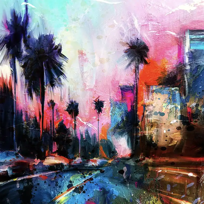 Zertifiziert Moderne Kunst: "Hollywood Streets", H. Mühlbauer-Gardemin, Original/Unikat