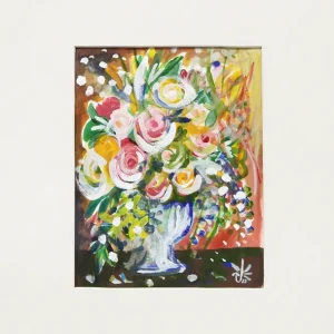 Schnäppchen Zeitgenössische Malerei: "Blumenfreude 4", Original/Unikat (ohne Rahmen), J. Riemer