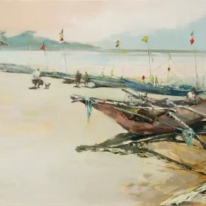 Kostenfreie Lieferung Ölgemälde: "Sri Lankan boats", Original/Unikat, H. Havartsou