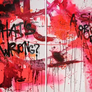 Acrylbild von Dana Kathy: "Trouble in Pink", Original/Unikat, Streetart Preis Gesenkt